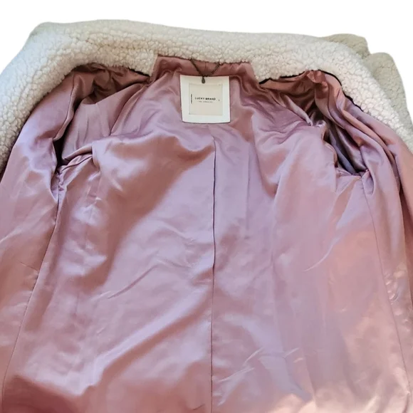 NWOT Lucky Brand Ivory Sherpa Teddy Long Coat. Large. - Picture 5 of 11